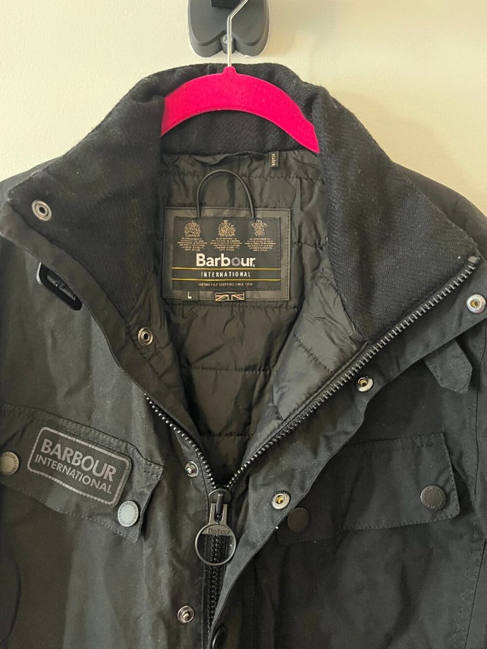 Barbour International Black Motorcycle Jacket Sz L - Picture 2 of 10
